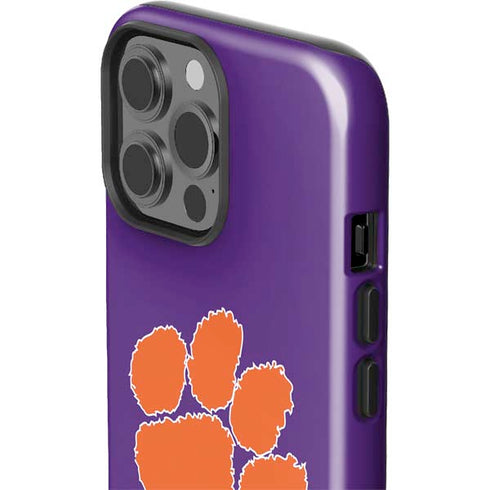 Clemson University Tiger Print Purple iPhone 15 Pro Max Impact Case