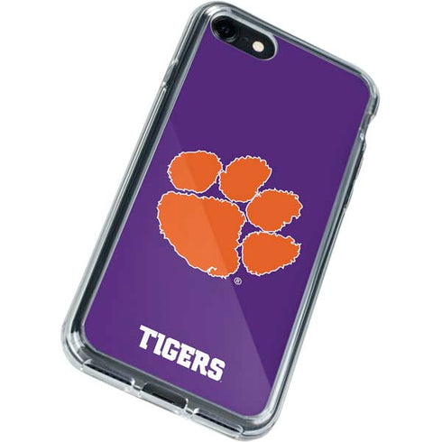 Clemson University Tiger Print Purple iPhone SE (2nd & 3rd Gen) Clear Case