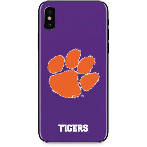 Clemson University Tiger Print Purple iPhone X Skin