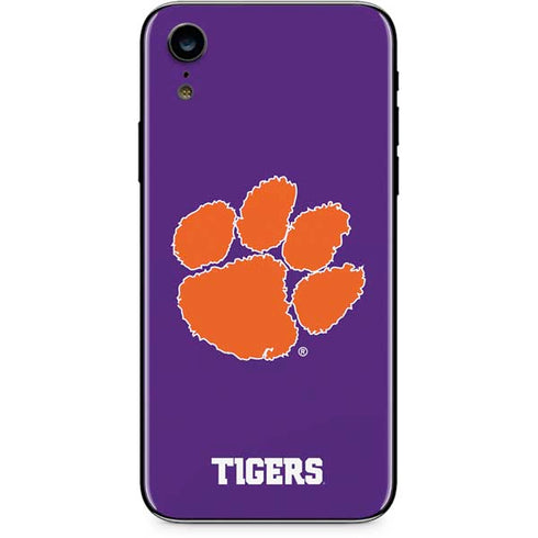Clemson University Tiger Print Purple iPhone XR Skin