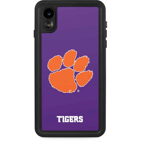 Clemson University Tiger Print Purple iPhone XR Waterproof Case