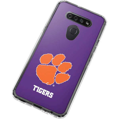 Clemson University Tiger Print Purple LG K51/Q51 Clear Case