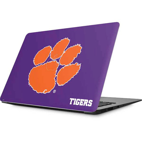 Clemson University Tiger Print Purple Apple MacBook Skin