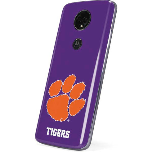 Clemson University Tiger Print Purple Moto E5 Plus Skin