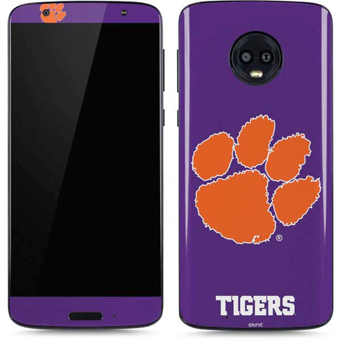 Clemson University Tiger Print Purple Moto G6 Skin