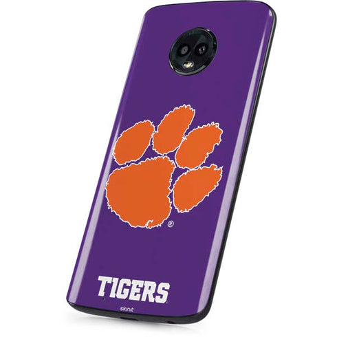 Clemson University Tiger Print Purple Moto G6 Skin