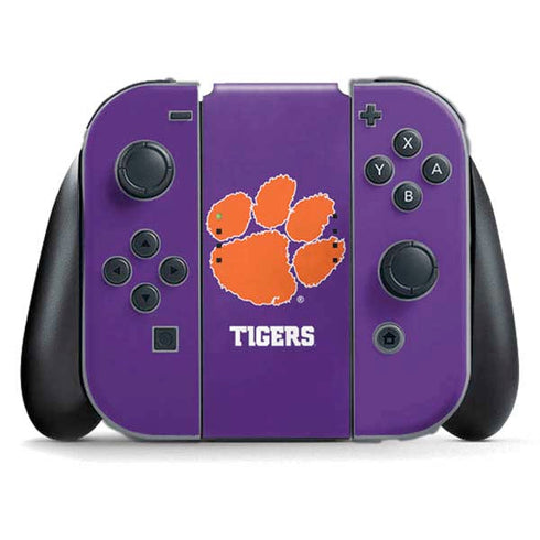 Clemson University Tiger Print Purple Nintendo Switch (2017-2021) Joy-Con Controller Skin