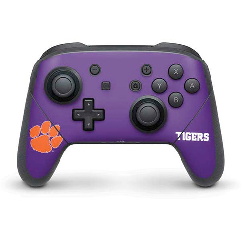 Clemson University Tiger Print Purple Nintendo Switch Pro Controller Skin
