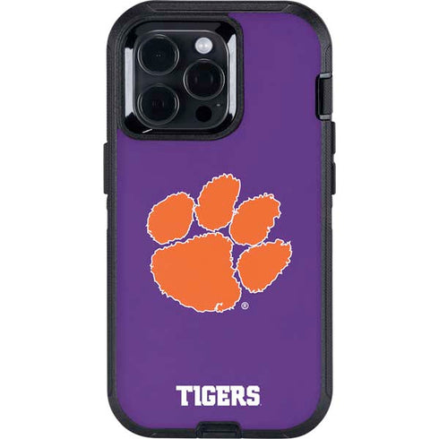 Clemson University Tiger Print Purple Otterbox Defender iPhone Skin