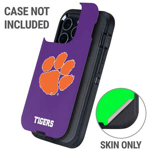 Clemson University Tiger Print Purple Otterbox Defender iPhone Skin