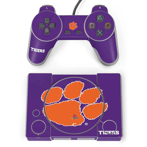 Clemson University Tiger Print Purple PlayStation Classic Bundle Skin