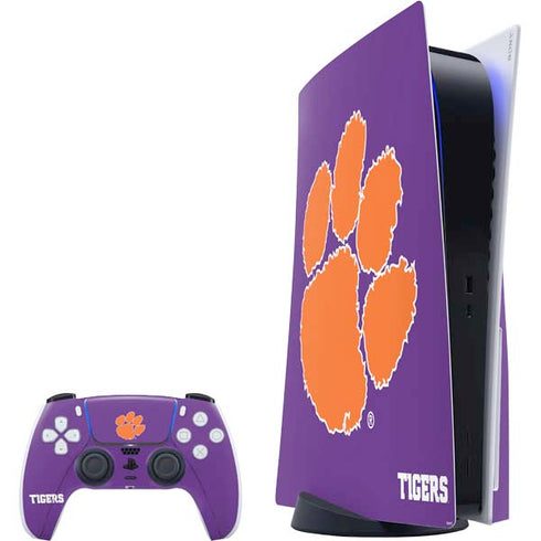 Clemson University Tiger Print Purple PS5 Bundle Skin