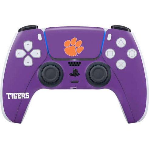 Clemson University Tiger Print Purple PS5 Controller Skin