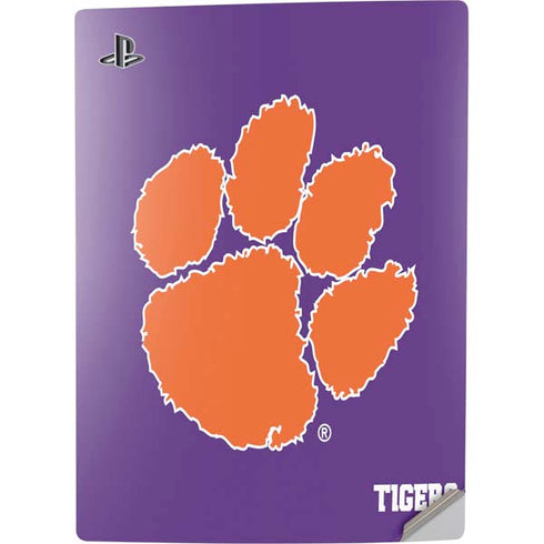 Clemson University Tiger Print Purple PS5 Digital Edition Console Skin