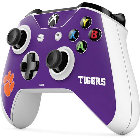 Clemson University Tiger Print Purple Xbox One S Controller Skin