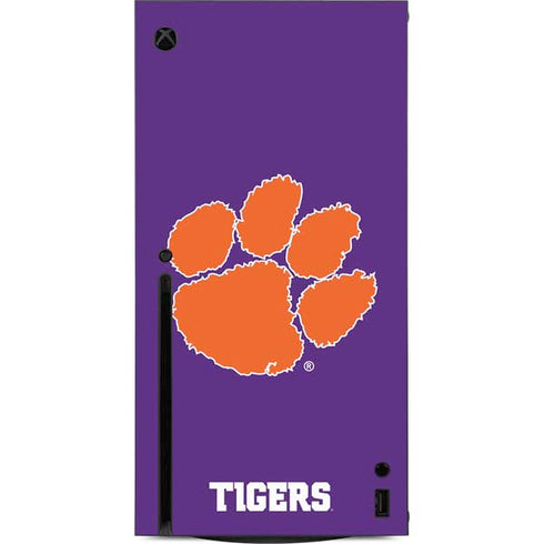 Clemson University Tiger Print Purple Xbox Series X Console Skin