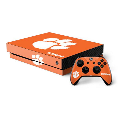 Clemson University Tiger Print Xbox One X Bundle Skin