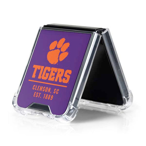 Clemson University Tigers Est 1889 Galaxy Z Flip5 5G Clear Case