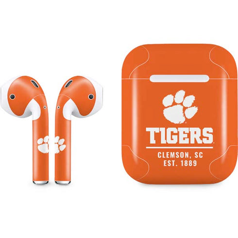 Clemson University Tigers Est 1889 Orange Apple AirPods Skin