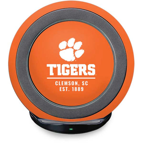 Clemson University Tigers Est 1889 Orange Fast Charge Wireless Charging Stand Skin