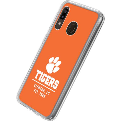 Clemson University Tigers Est 1889 Orange Galaxy A20 Clear Case