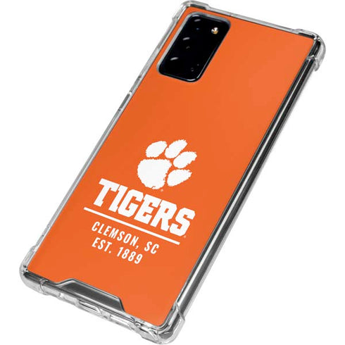 Clemson University Tigers Est 1889 Orange Galaxy Note20 5G Clear Case