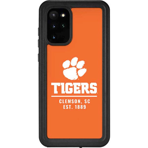 Clemson University Tigers Est 1889 Orange Galaxy S20 Plus Waterproof Case