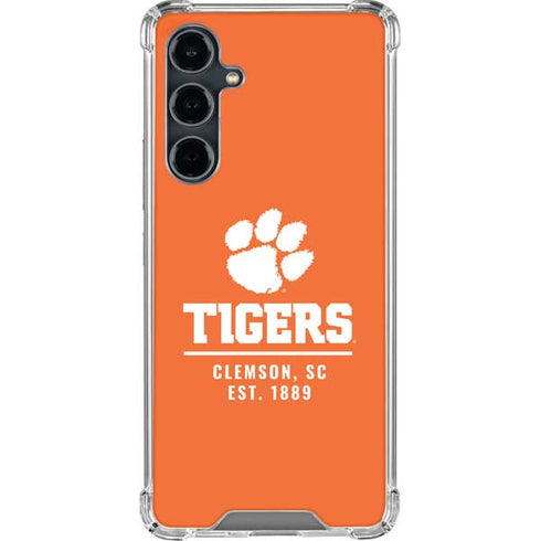 Clemson University Tigers Est 1889 Orange Galaxy S23 FE Clear Case