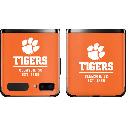 Clemson University Tigers Est 1889 Orange Galaxy Z Flip Skin