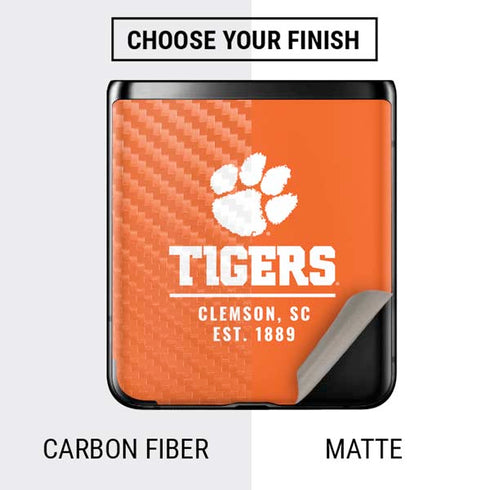Clemson University Tigers Est 1889 Orange Galaxy Z Flip Skin