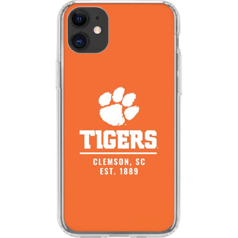Clemson University Tigers Est 1889 Orange iPhone 11 Clear Case