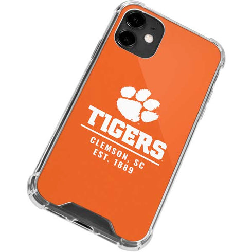 Clemson University Tigers Est 1889 Orange iPhone 12 Clear Case