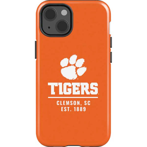 Clemson University Tigers Est 1889 Orange iPhone 15 Impact Case