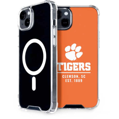 Clemson University Tigers Est 1889 Orange iPhone 15 Plus MagSafe Case