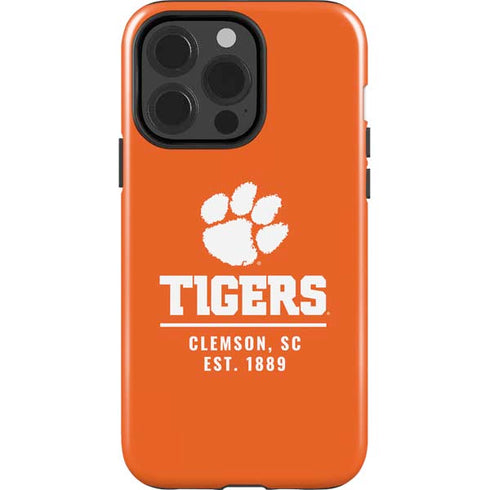 Clemson University Tigers Est 1889 Orange iPhone 15 Pro Impact Case