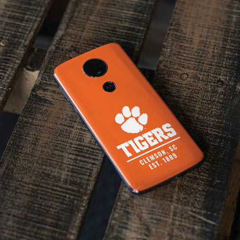 Clemson University Tigers Est 1889 Orange Moto E5 Plus Skin