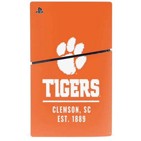 Clemson University Tigers Est 1889 Orange PS5 Slim Disk Console Skin