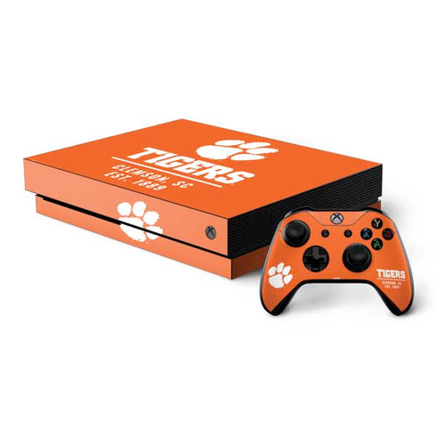 Clemson University Tigers Est 1889 Orange Xbox One X Bundle Skin