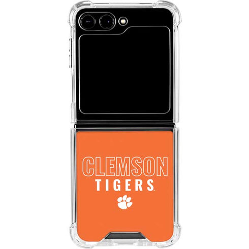 Clemson University Tigers Logo Galaxy Z Flip5 5G Clear Case