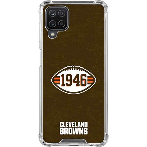 NFL Cleveland Browns Alternate Distressed Galaxy A12 Clear Case