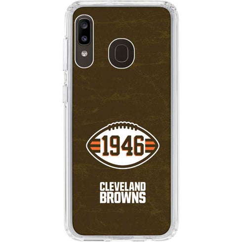 NFL Cleveland Browns Alternate Distressed Galaxy A20 Clear Case