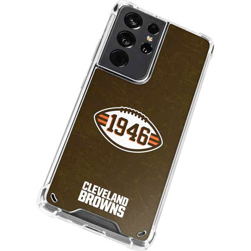 NFL Cleveland Browns Alternate Distressed Galaxy S21 Ultra 5G Clear Case
