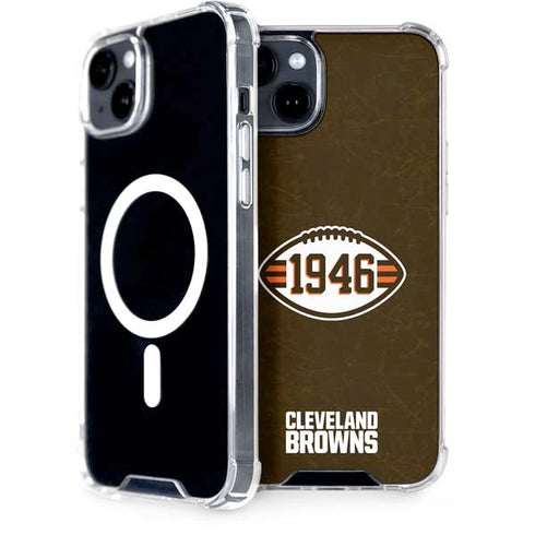 NFL Cleveland Browns Alternate Distressed iPhone 15 Plus MagSafe Case