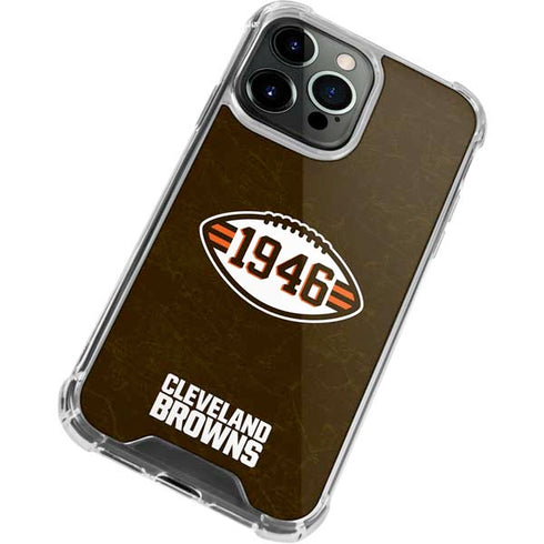 NFL Cleveland Browns Alternate Distressed iPhone 15 Pro Clear Case