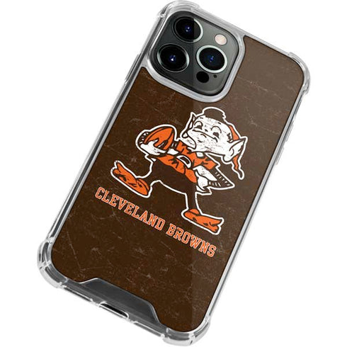 NFL Cleveland Browns Alternate Distressed iPhone 15 Pro Max Clear Case