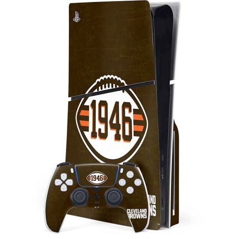 NFL Cleveland Browns Alternate Distressed PS5 Slim Disk Bundle Skin