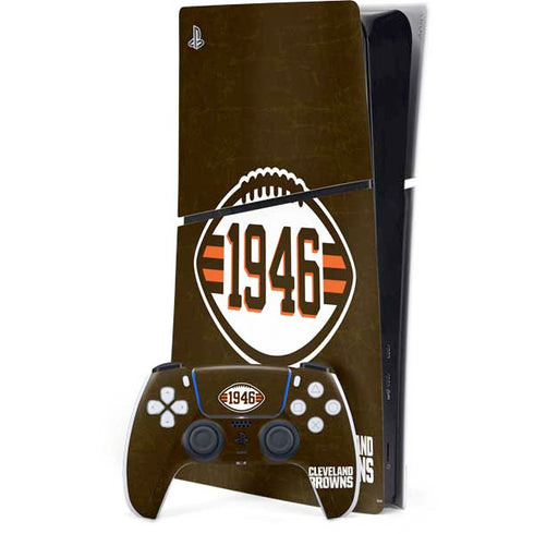 NFL Cleveland Browns Alternate Distressed PS5 Slim Digital Edition Console Skin
