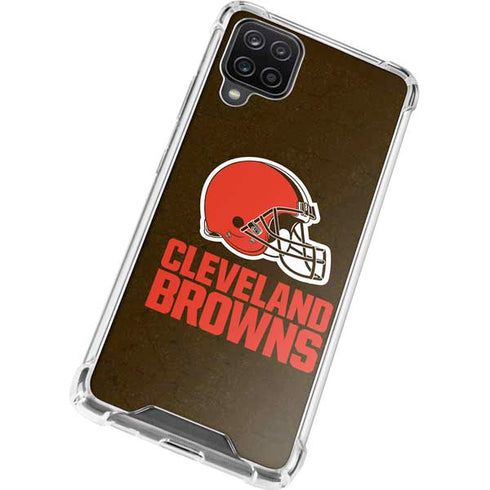 NFL Cleveland Browns Distressed Galaxy A12 Clear Case