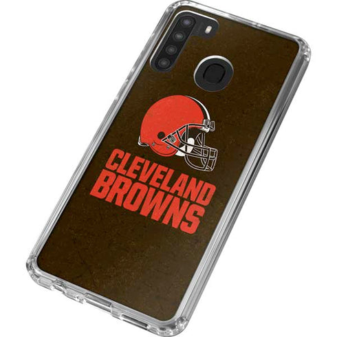 NFL Cleveland Browns Distressed Galaxy A21 Clear Case
