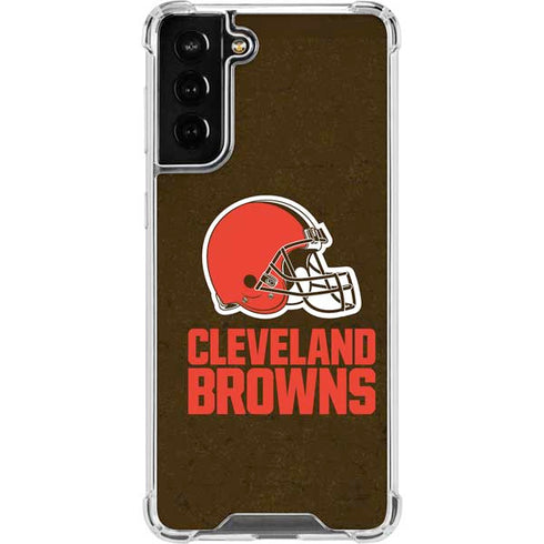 NFL Cleveland Browns Distressed Galaxy S21 FE Clear Case